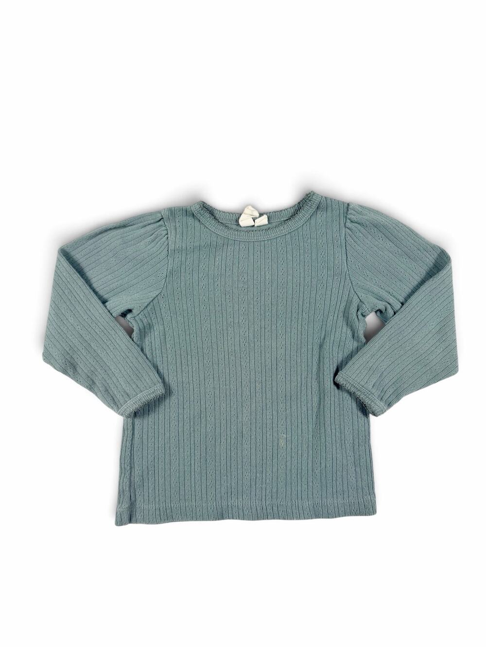 Little Cotton Clothes Organic Pointelle Ribbed Long Sleeve Shirt Blue Size 4-5